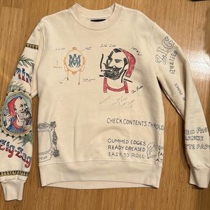 Amiri Zig Zag Sketch Crewneck Sweatshirt